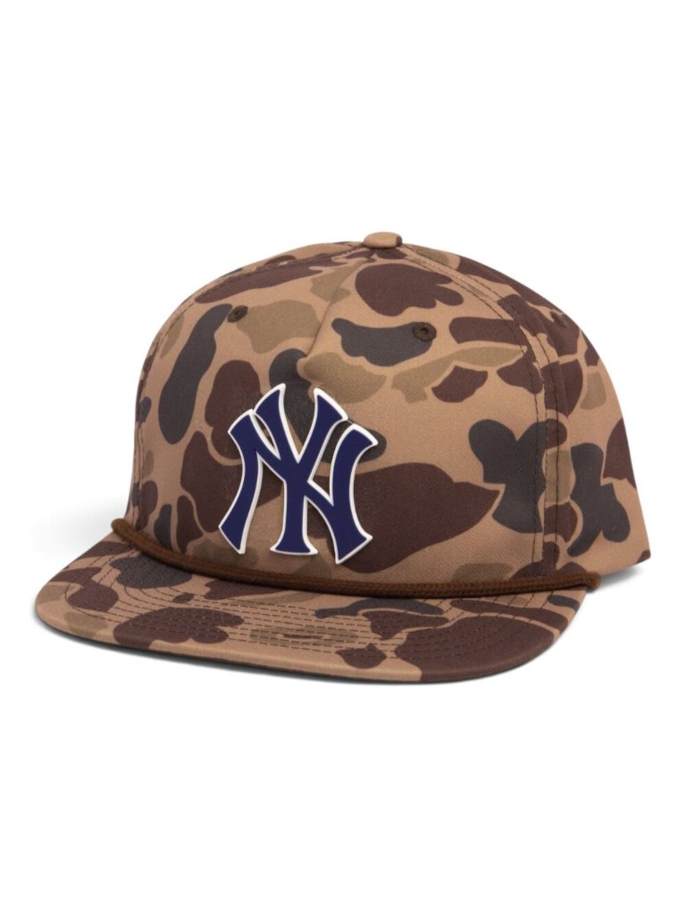 New York Yankees Navy NY 3D Umpqua Rope Hat- Bark Duck Camo/ Brown